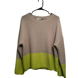 Lush Beige and Green Colorblock Sweater
